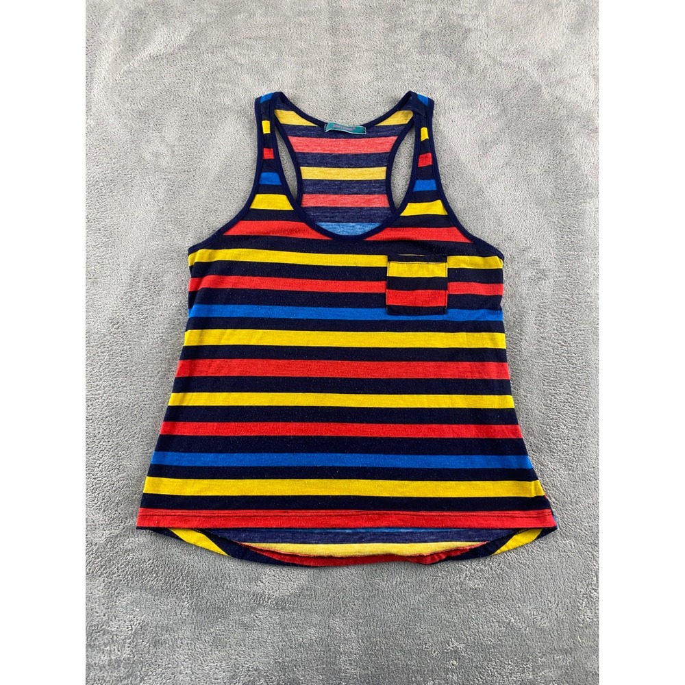 Julies Closet Womens Striped Racerback Tank Top Red Yellow Blue Size M 30109